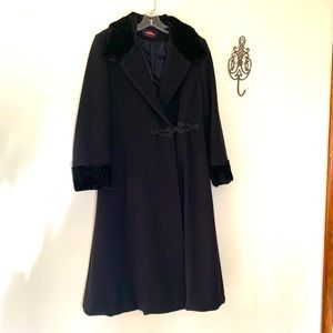 Vintage (Alorna) Wool w/ Curly Lambs Wool Trim Dress Coat